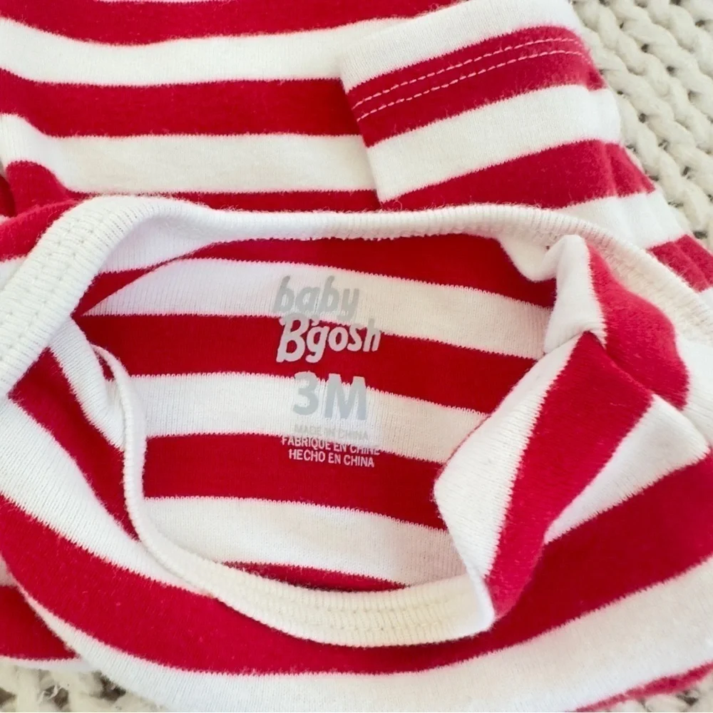 Baby B'Gosh Best Gift Ever Red & White Stripped 100% Cotton Onesie Size 3 Months